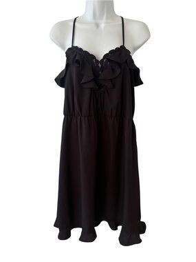 Fire Los Angeles Black Ruffle-Detail Mini Dress
